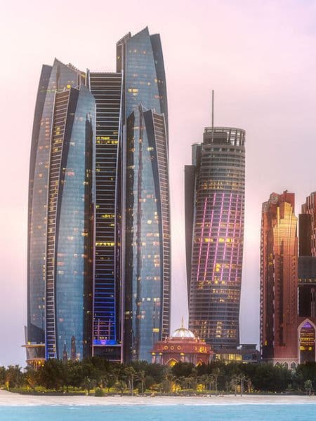 Abu Dhabi skyscraper night landscape