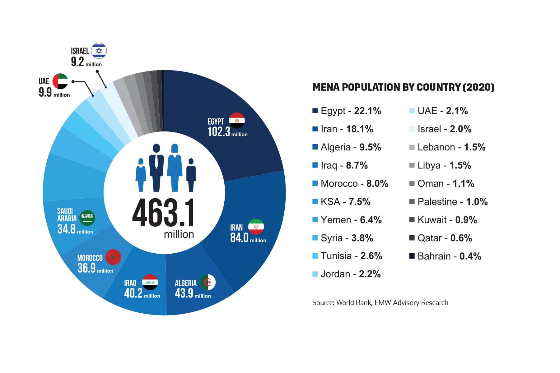 MENA Population by Country (2020)